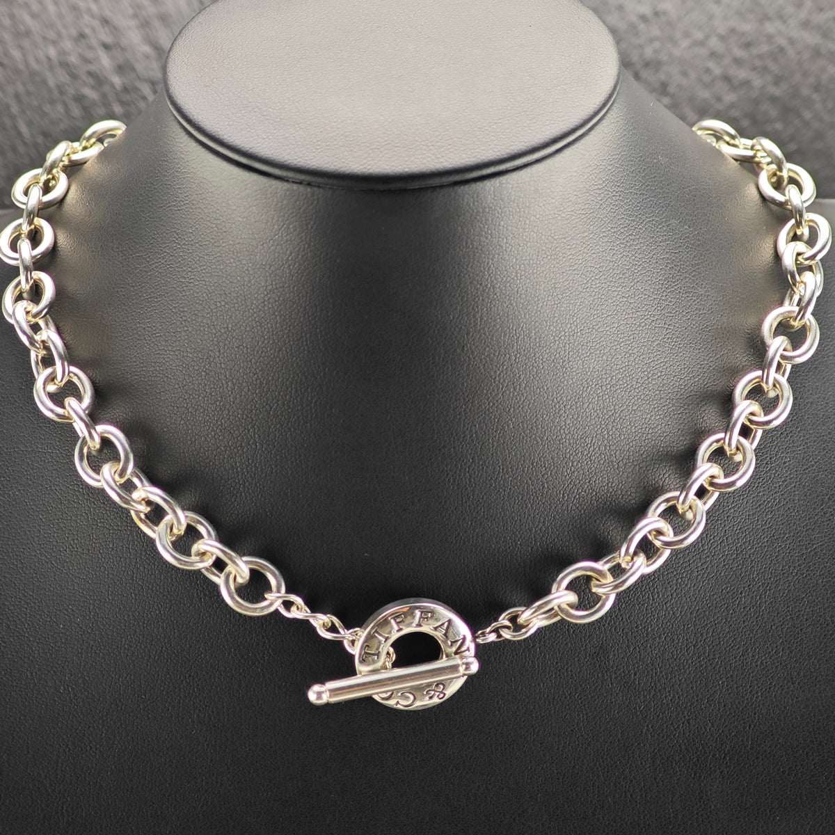 Vintage Tiffany & Co. 10mm Toggle Clasp Curb Chain Sterling Silver Necklace N2794