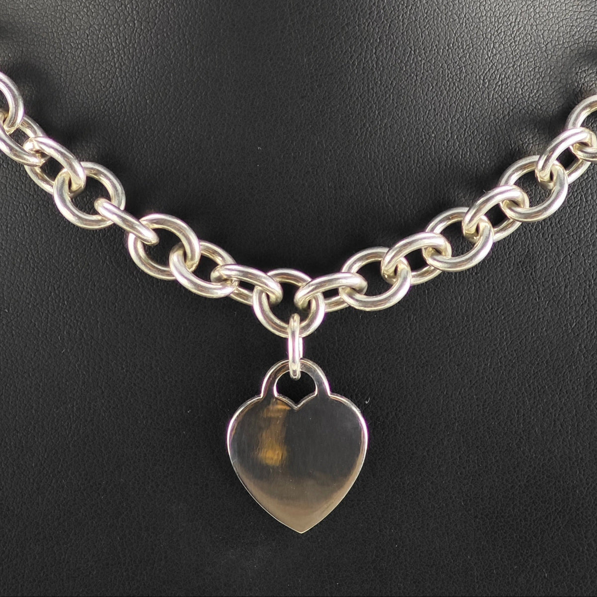 Vintage Tiffany & Co. 10mm Curb Chain Heart Tag Sterling Silver Necklace N2797