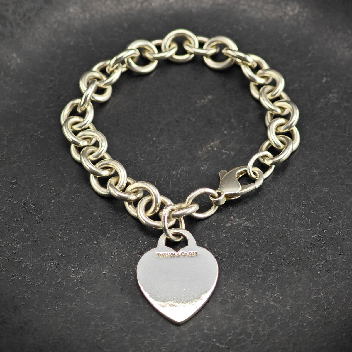 Vintage Tiffany & Co. Heart Tag Sterling Silver Bracelet Sz 6 1/2" BR3158