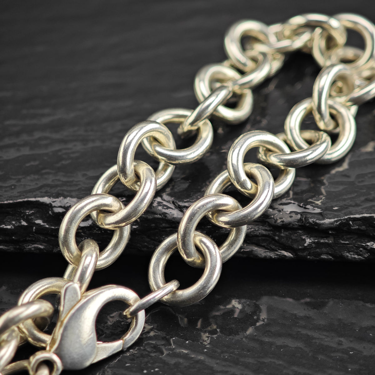 Vintage Tiffany & Co. Heart Tag Sterling Silver Bracelet Sz 6 1/2" BR3158