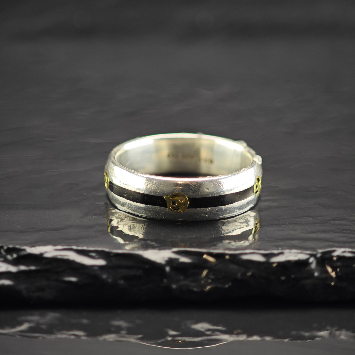 AS IS Vintage David Yurman 14k Inlay Sterling Silver Ring Sz 9 3/4 R6856