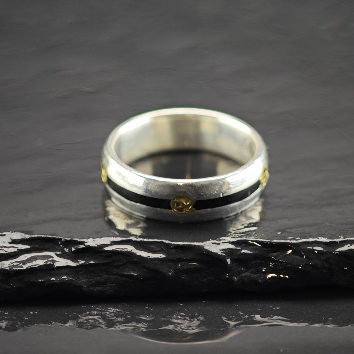 AS IS Vintage David Yurman 14k Inlay Sterling Silver Ring Sz 9 3/4 R6856