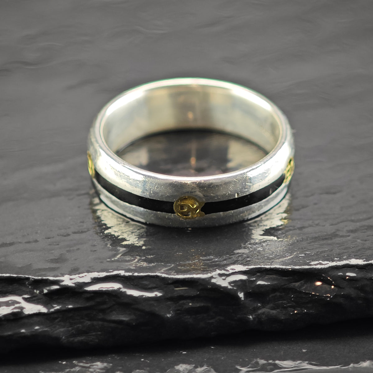 AS IS Vintage David Yurman 14k Inlay Sterling Silver Ring Sz 9 3/4 R6856