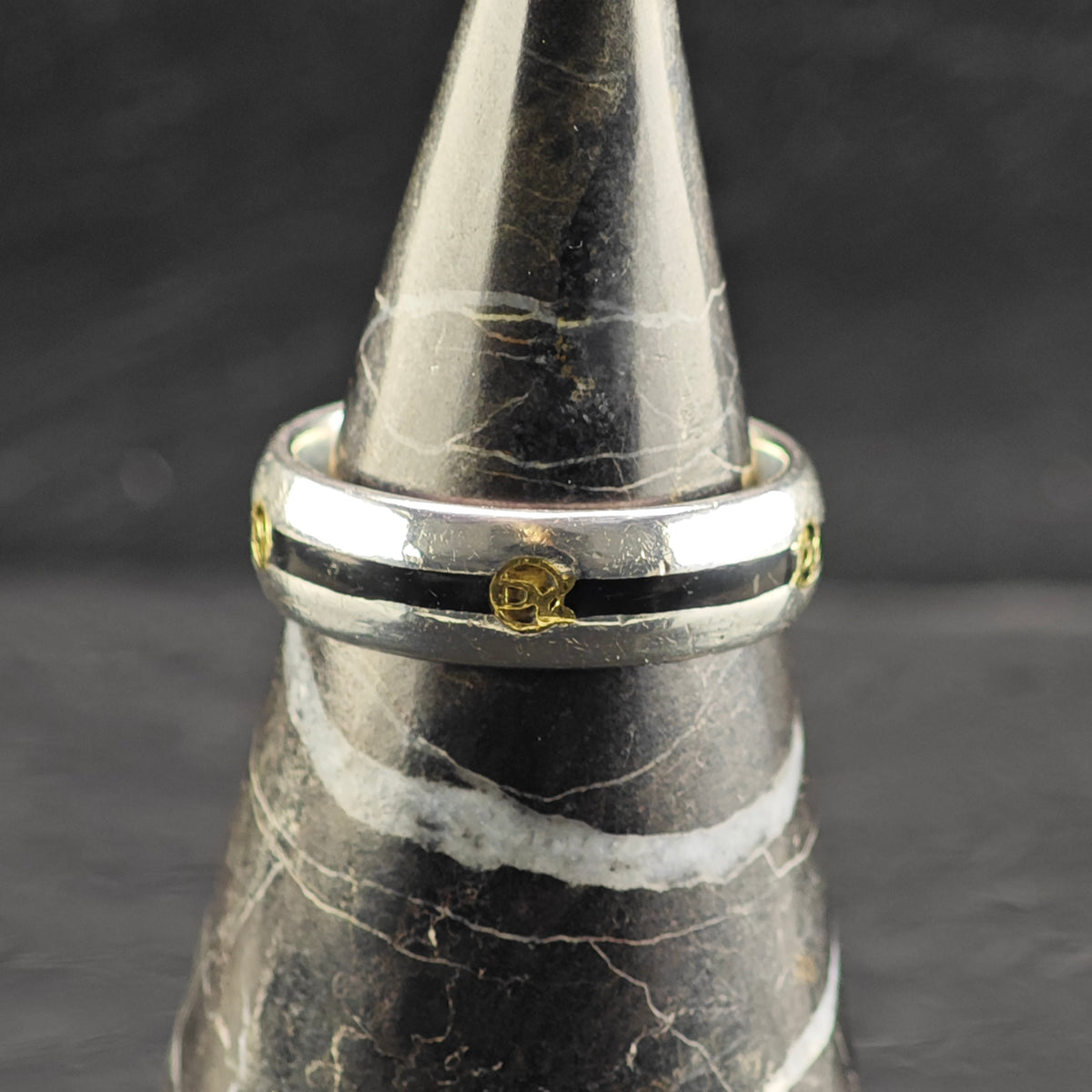 AS IS Vintage David Yurman 14k Inlay Sterling Silver Ring Sz 9 3/4 R6856