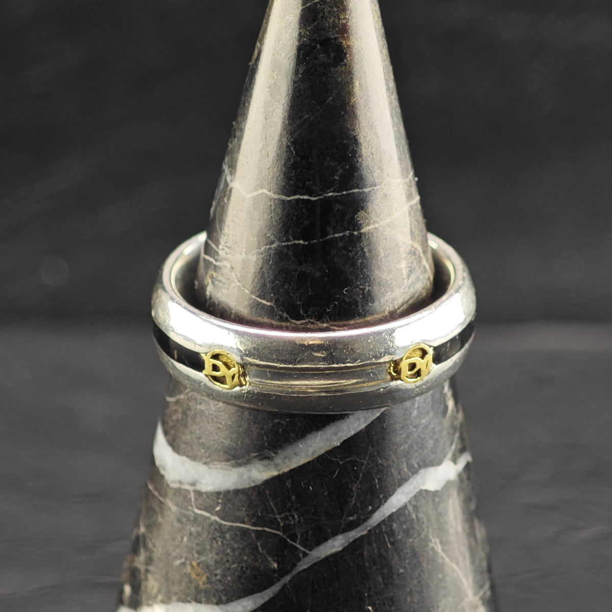 AS IS Vintage David Yurman 14k Inlay Sterling Silver Ring Sz 9 3/4 R6856