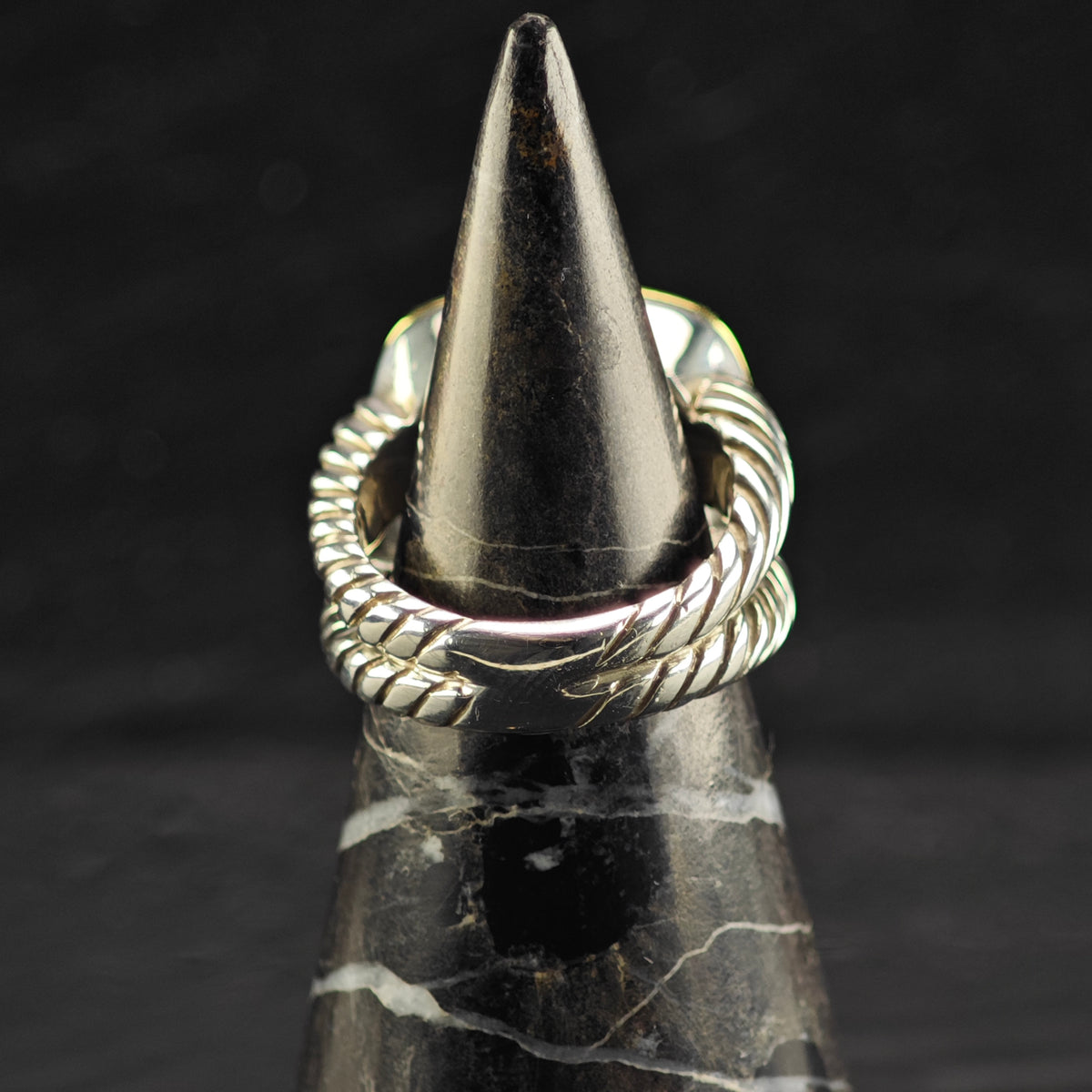 Vintage David Yurman 14mm Smoky Quartz Large Albion Diamond 14k Sterling Silver Ring Sz 7 R6861