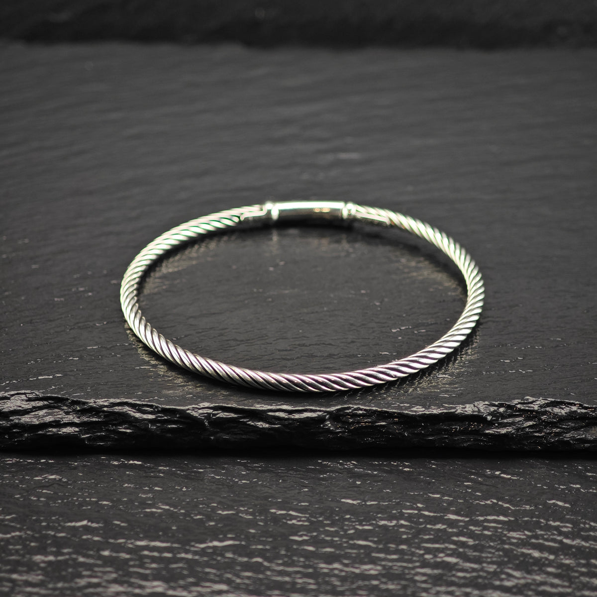 Vintage David Yurman Tension Cable Bangle Sterling Silver Sz 6 1/2" BR3194
