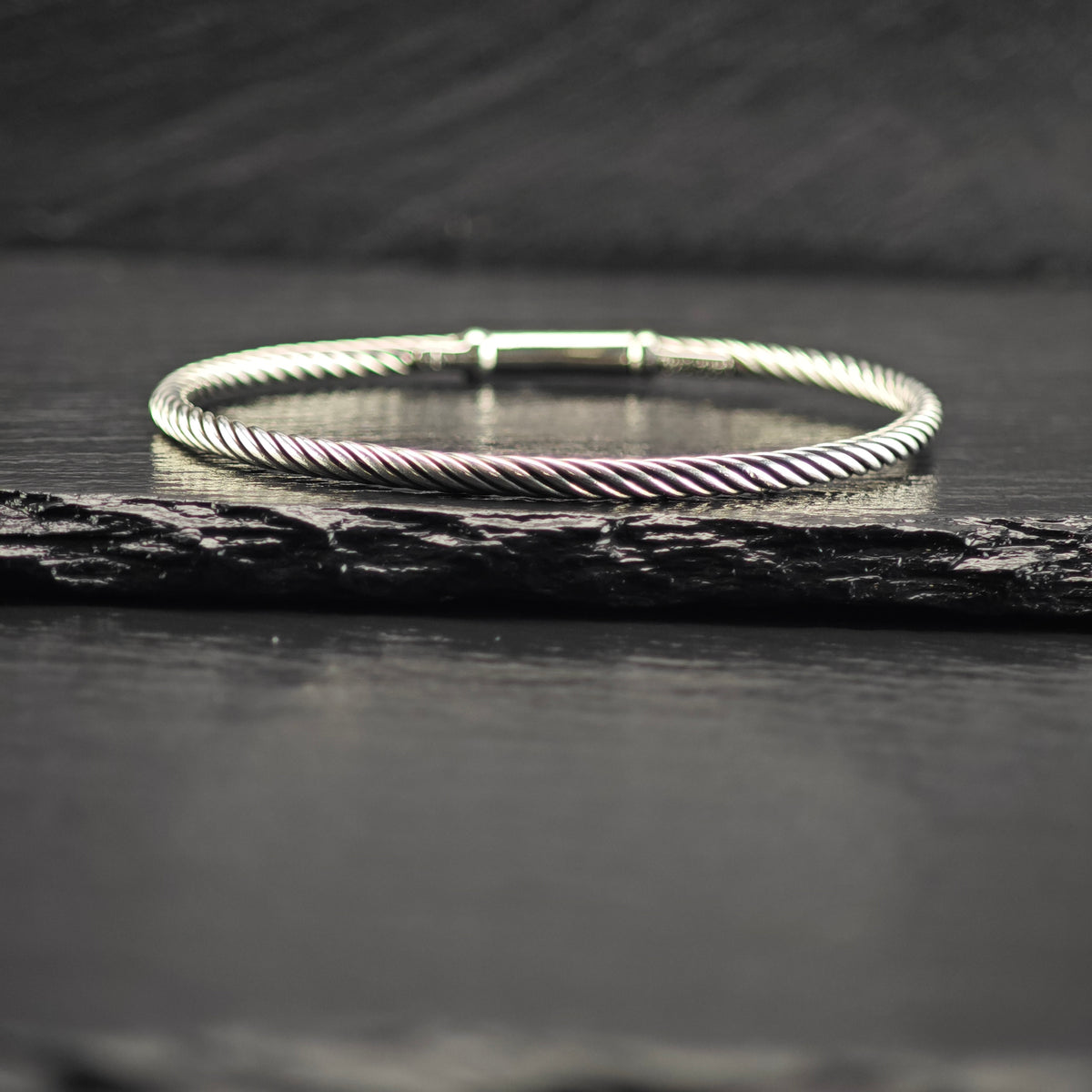 Vintage David Yurman Tension Cable Bangle Sterling Silver Sz 6 1/2" BR3194