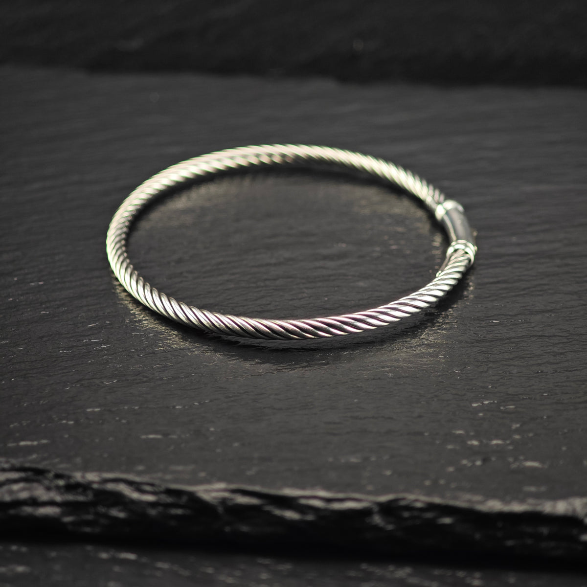 Vintage David Yurman Tension Cable Bangle Sterling Silver Sz 6 1/2" BR3194