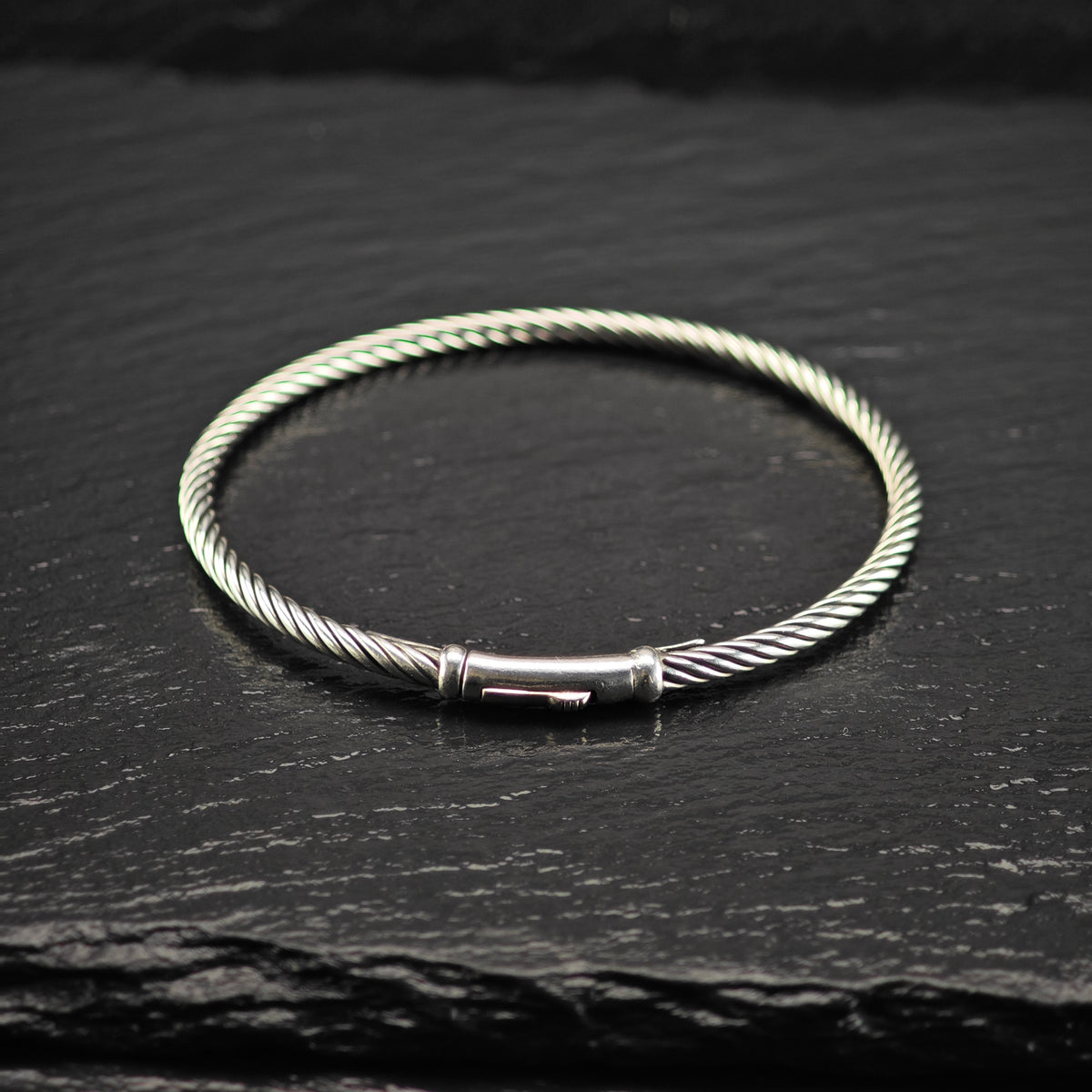Vintage David Yurman Tension Cable Bangle Sterling Silver Sz 6 1/2" BR3194