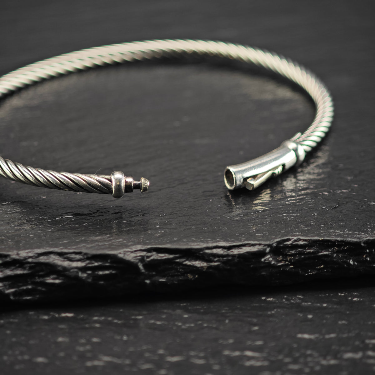 Vintage David Yurman Tension Cable Bangle Sterling Silver Sz 6 1/2" BR3194