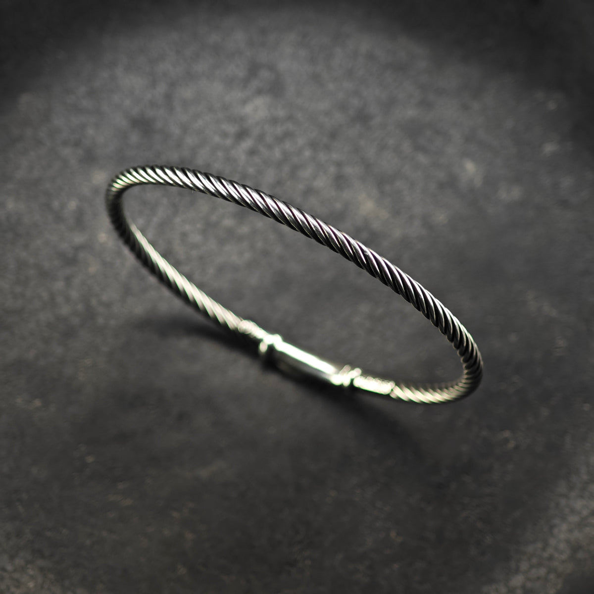 Vintage David Yurman Tension Cable Bangle Sterling Silver Sz 6 1/2" BR3194