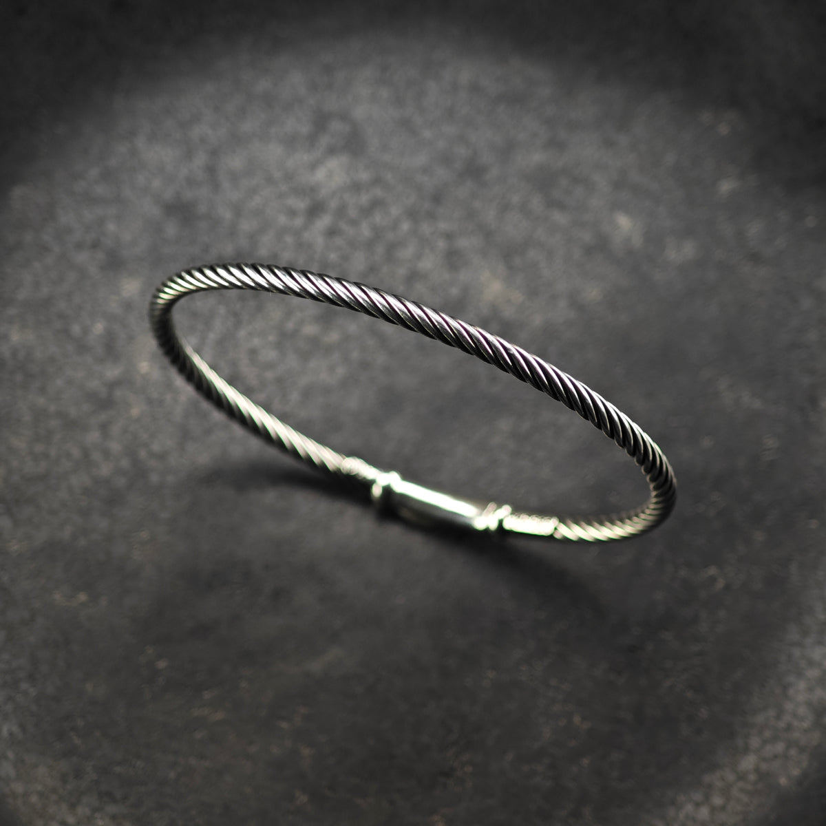 Vintage David Yurman Tension Cable Bangle Sterling Silver Sz 6 1/2" BR3194