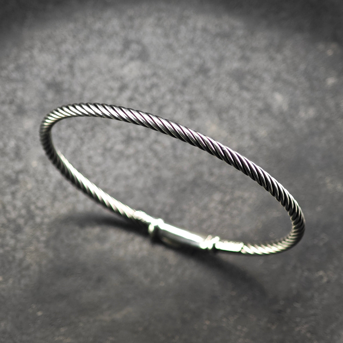 Vintage David Yurman Tension Cable Bangle Sterling Silver Sz 6 1/2" BR3194