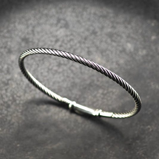 Vintage David Yurman Tension Cable Bangle Sterling Silver Sz 6 1/2" BR3194