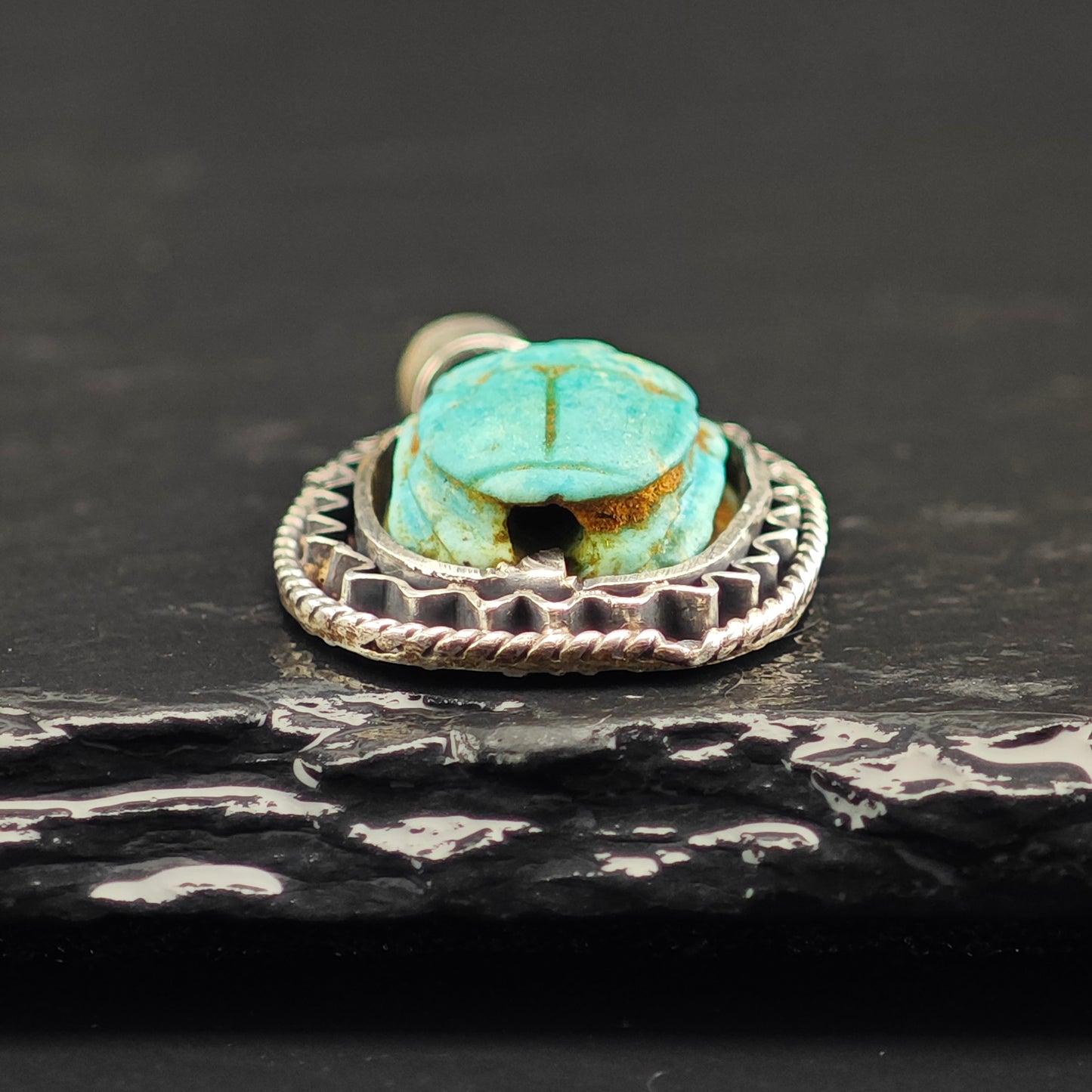 Egyptian Scarab Pendant Sterling Silver
