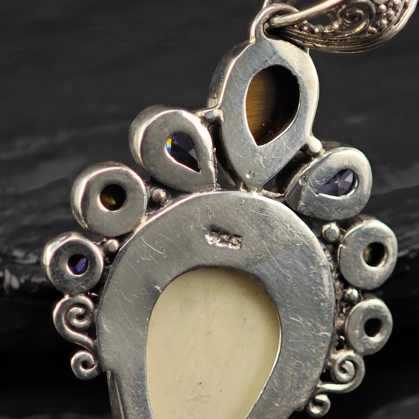 Bali Goddess, Amethyst, Topaz Pendant Sterling Silver
