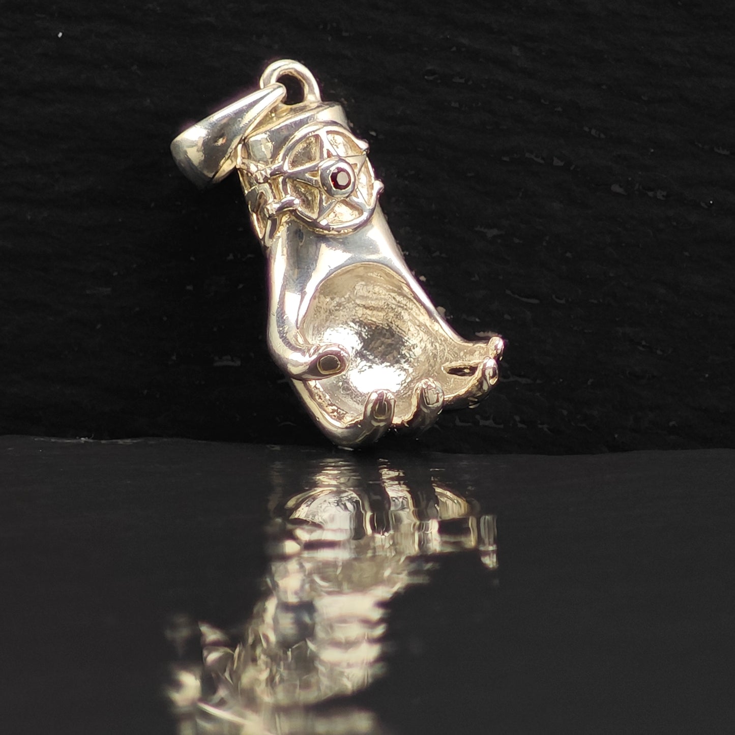 Hand Garnet Pendant Sterling Silver