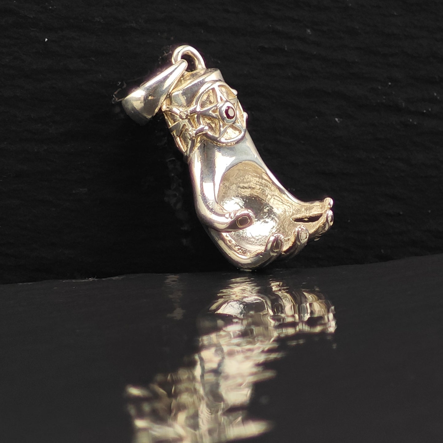 Hand Garnet Pendant Sterling Silver