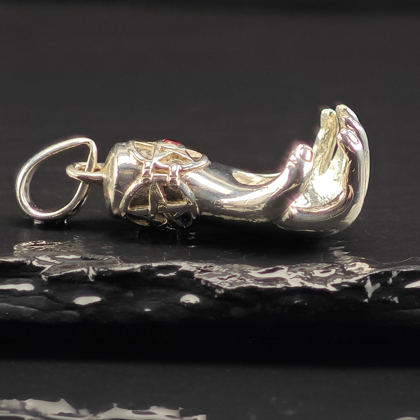 Hand Garnet Pendant Sterling Silver