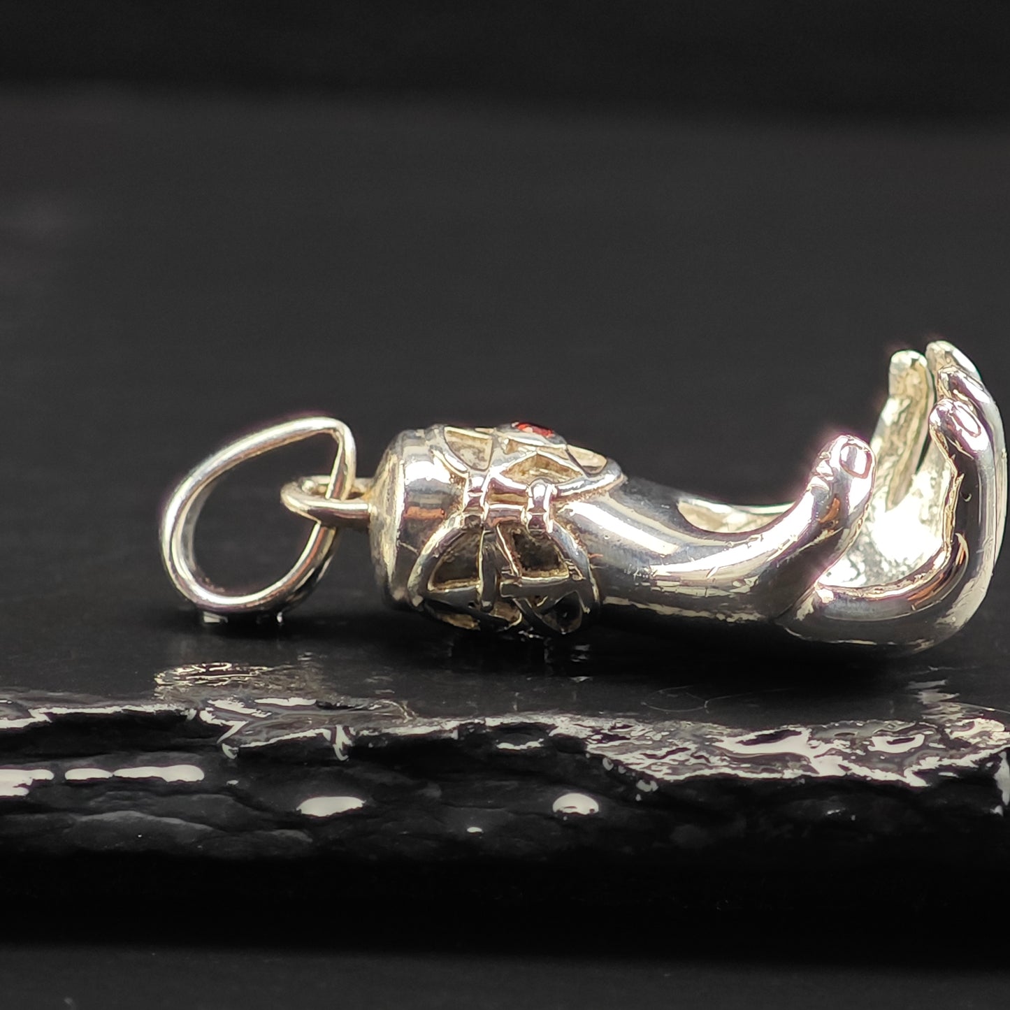 Hand Garnet Pendant Sterling Silver