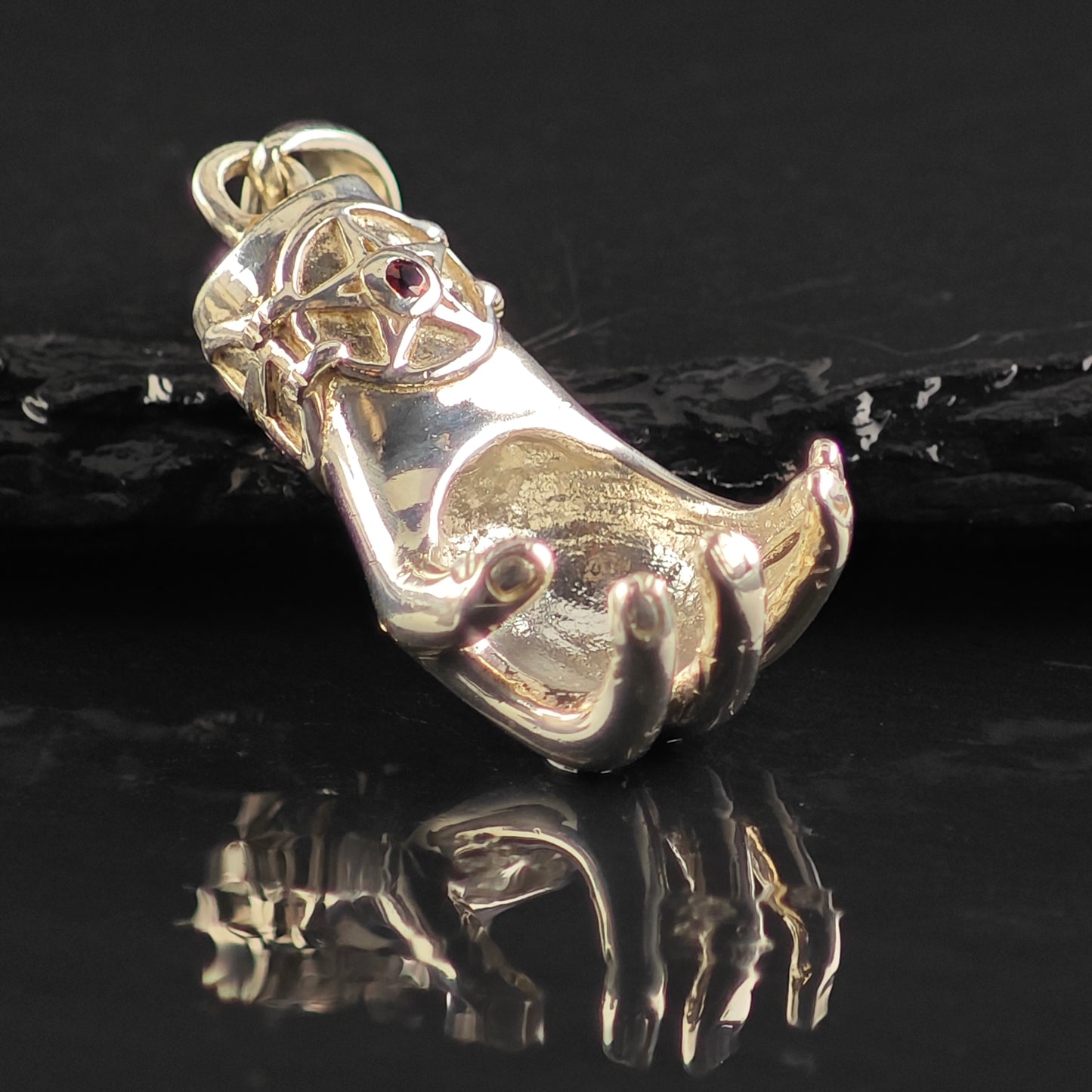 Hand Garnet Pendant Sterling Silver
