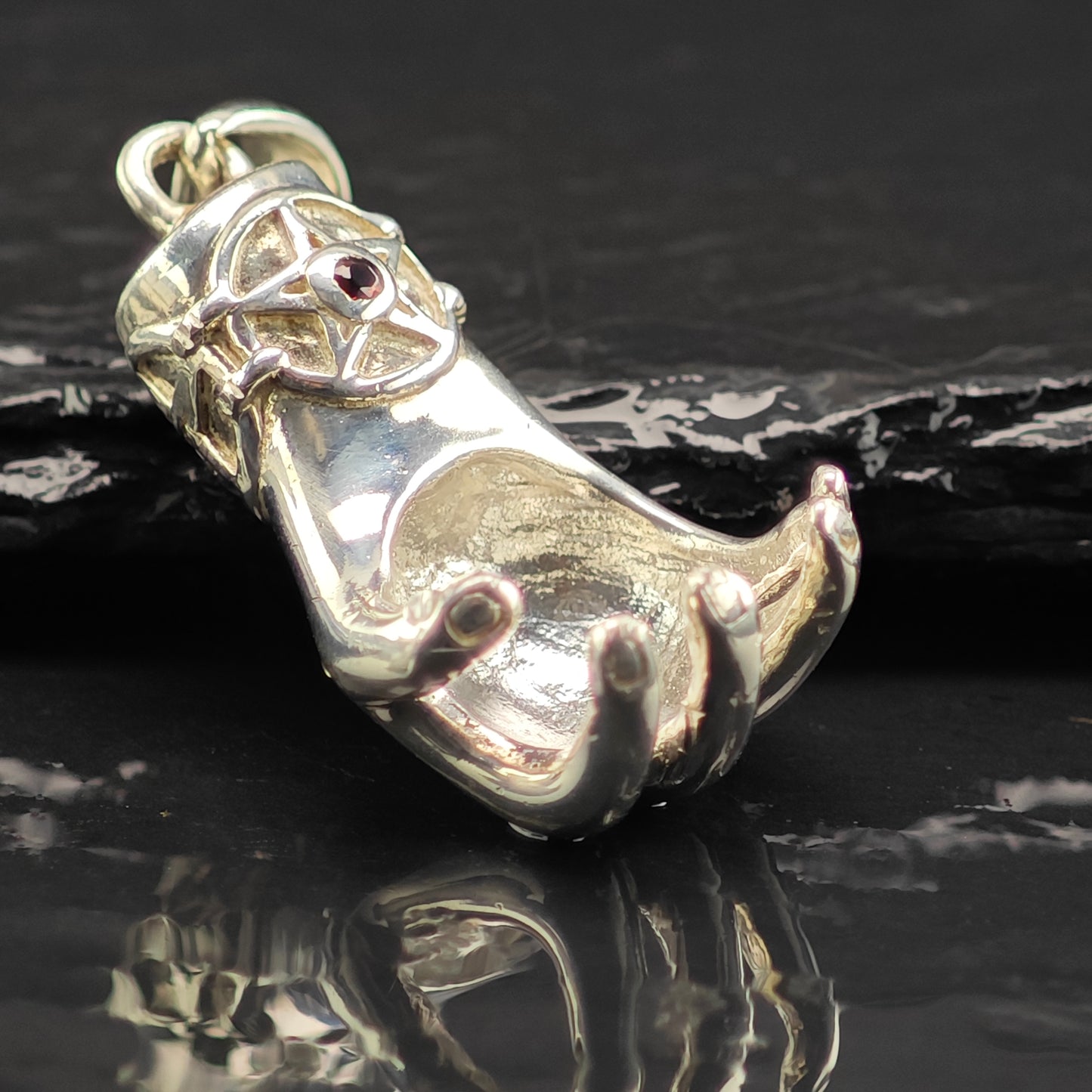 Hand Garnet Pendant Sterling Silver