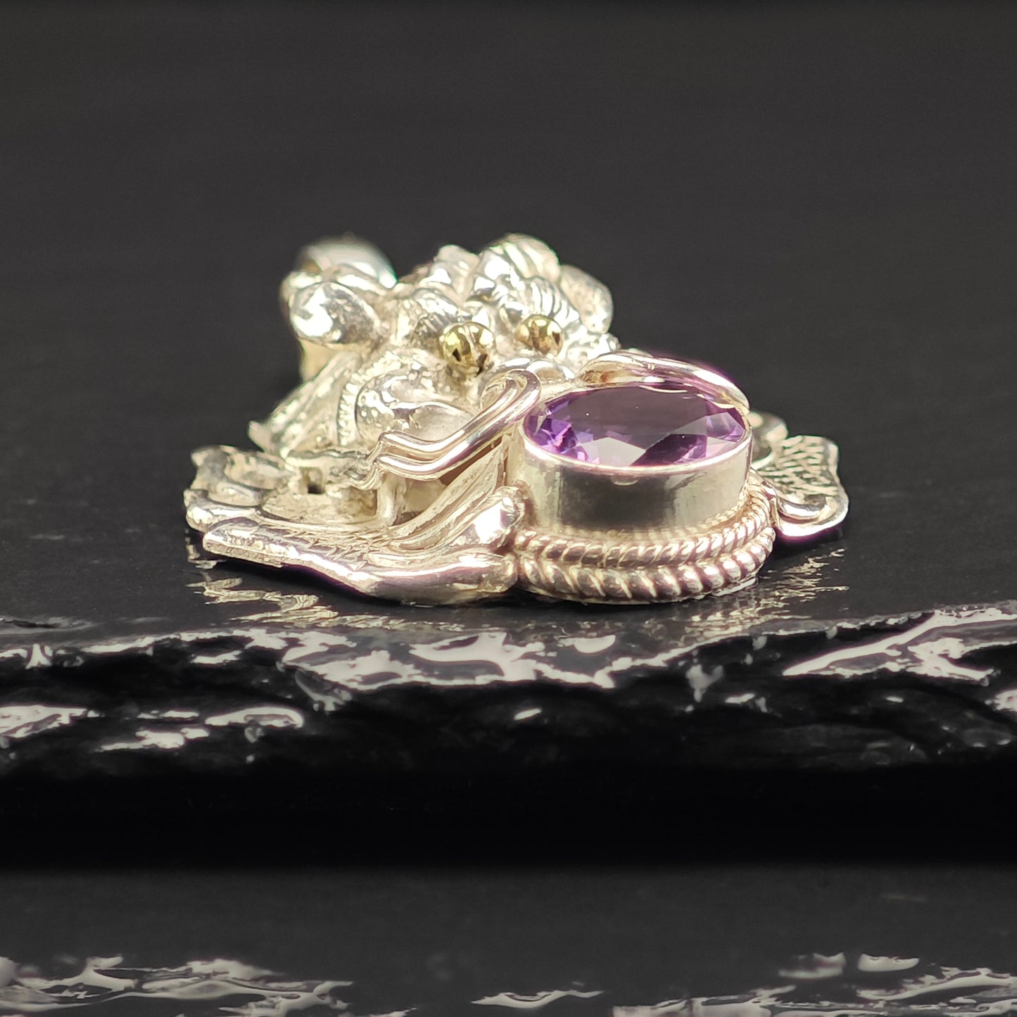 Amethyst Dragon Pendant Sterling Silver