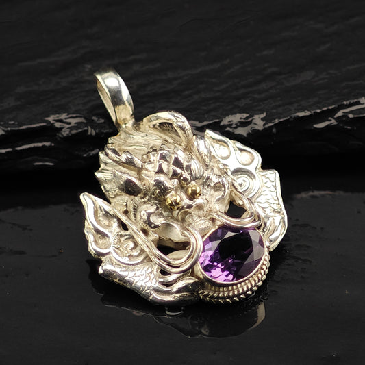 Amethyst Dragon Pendant Sterling Silver P2942
