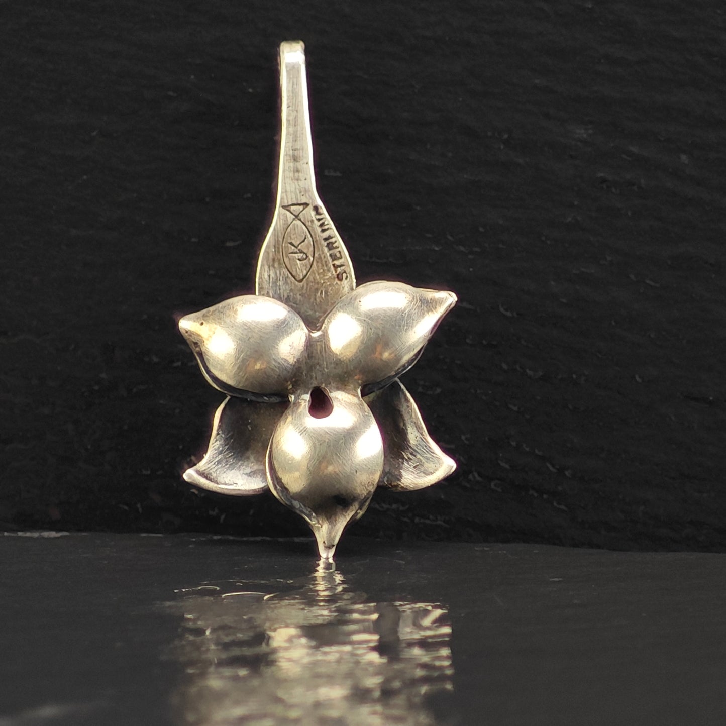 Vintage Artist Floral Pendant Sterling Silver