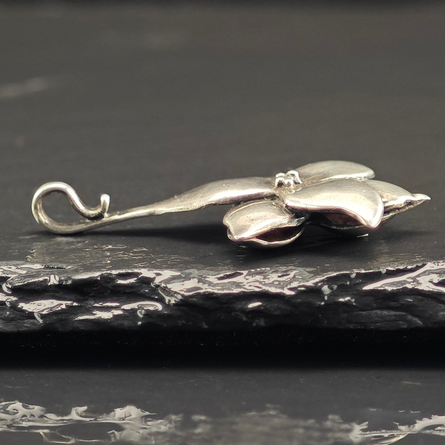 Vintage Artist Floral Pendant Sterling Silver