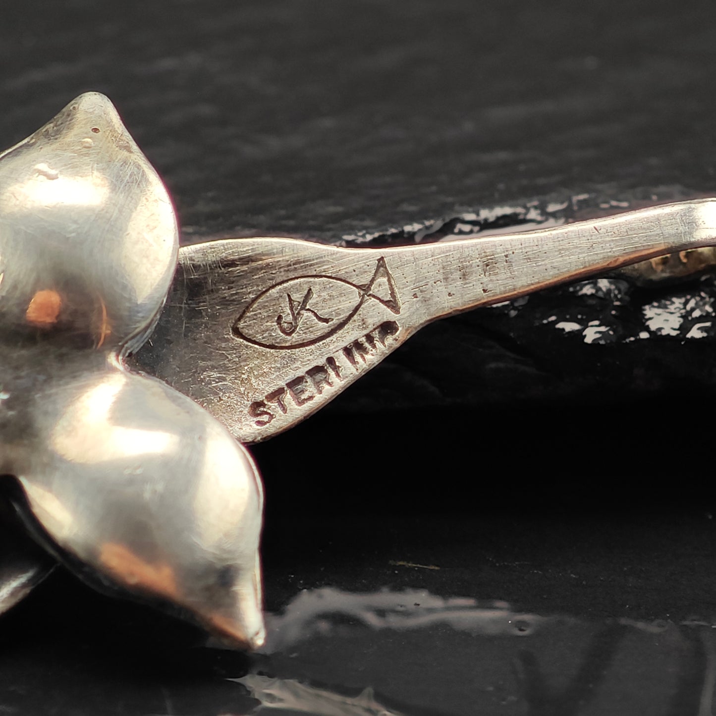 Vintage Artist Floral Pendant Sterling Silver