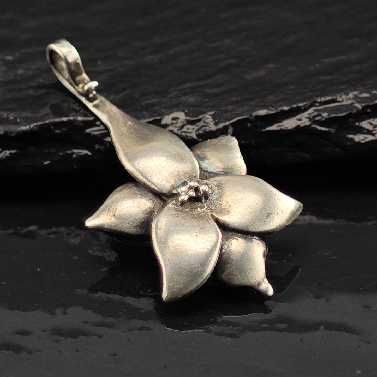 Vintage Artist Floral Pendant Sterling Silver