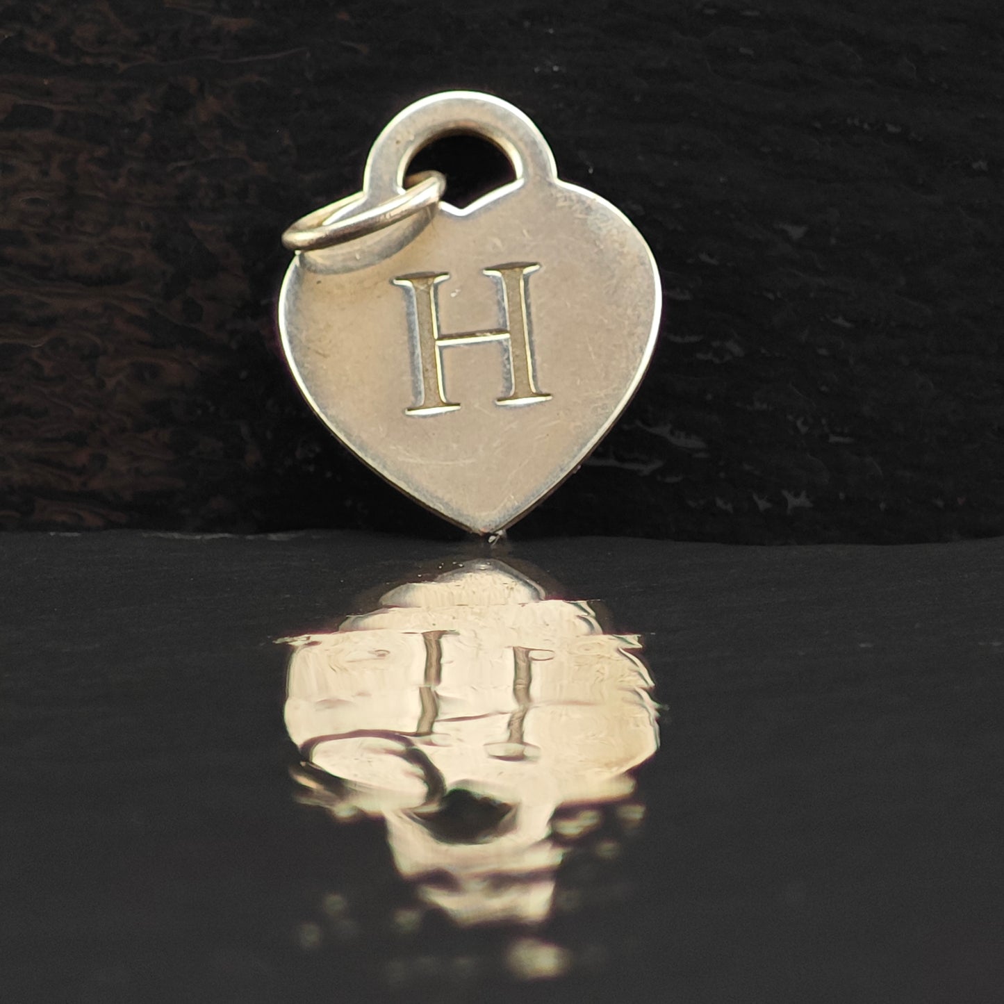 Tiffany & Co, Heart Tag Pendant, Initial H Sterling Silver