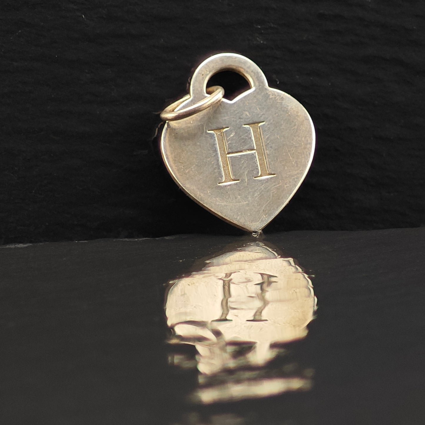 Tiffany & Co, Heart Tag Pendant, Initial H Sterling Silver