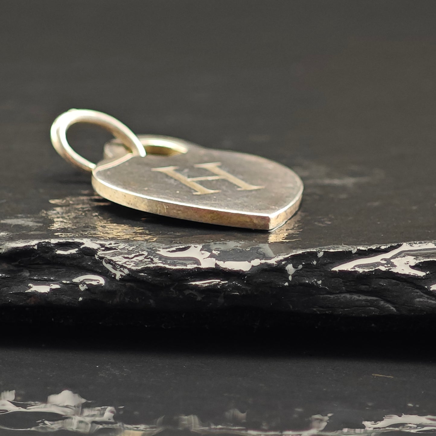 Tiffany & Co, Heart Tag Pendant, Initial H Sterling Silver