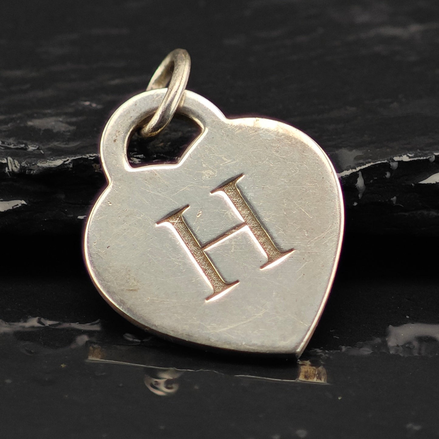 Tiffany & Co, Heart Tag Pendant, Initial H Sterling Silver