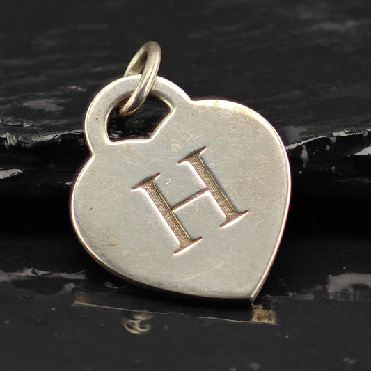 Tiffany & Co, Heart Tag Pendant, Initial H Sterling Silver P2947