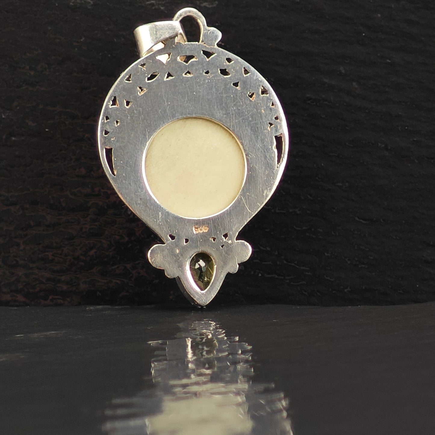 Bali Goddess, Ruby, Peridot Pendant Sterling Silver