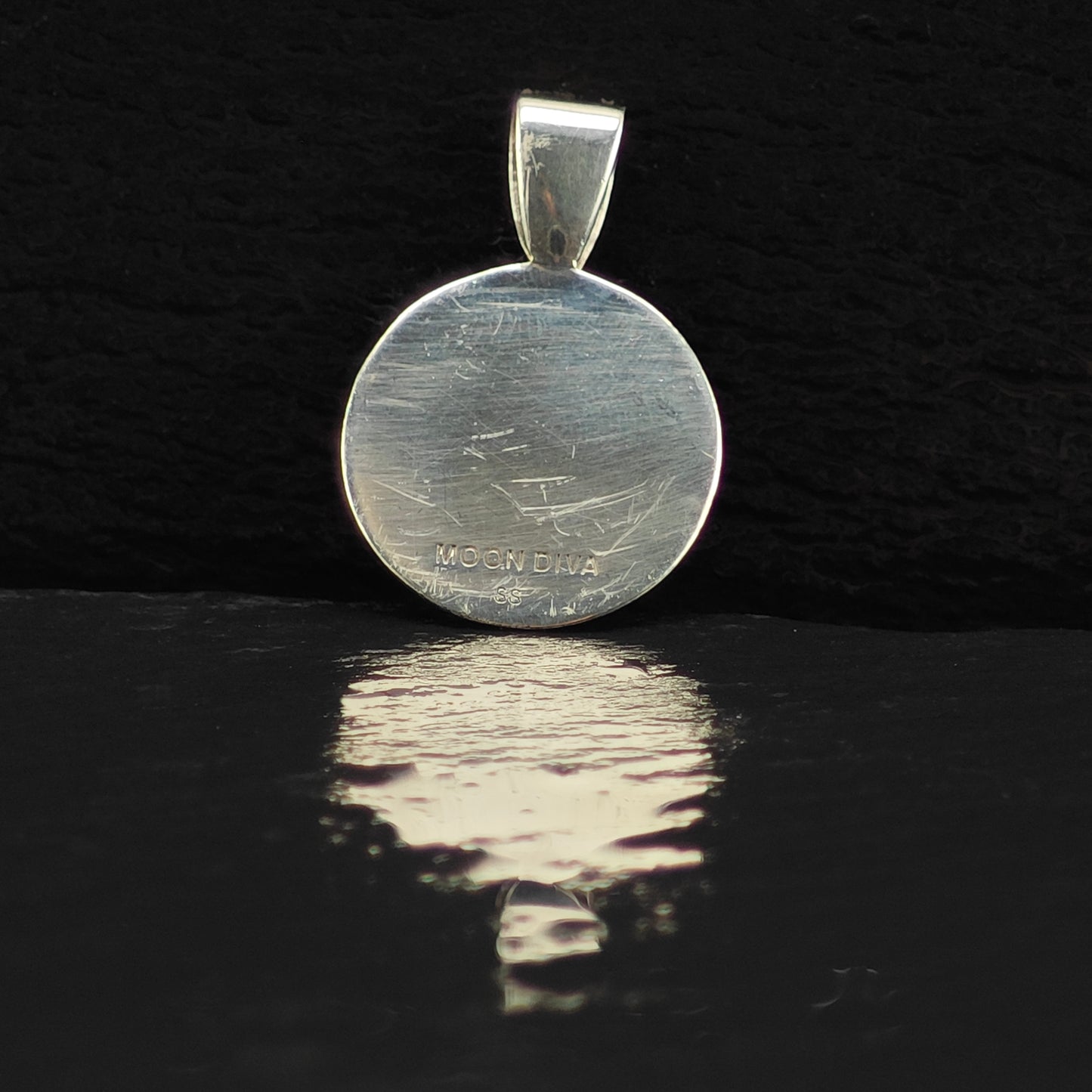 Carved Moonstone Face Pendant Sterling Silver Moon Diva