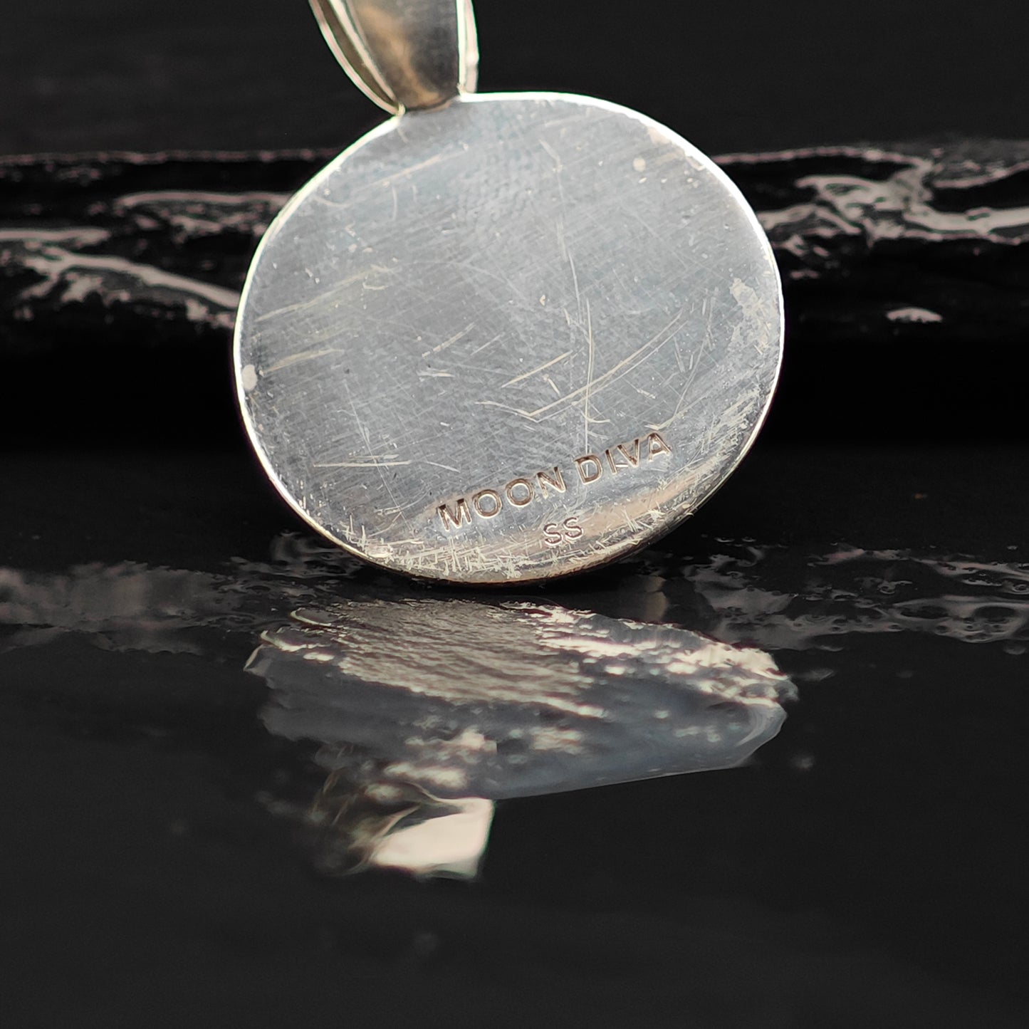 Carved Moonstone Face Pendant Sterling Silver Moon Diva