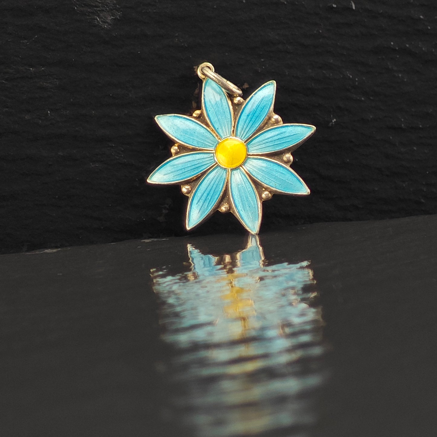 Enamel Flower Pendant Sterling Silver Ivar Holth