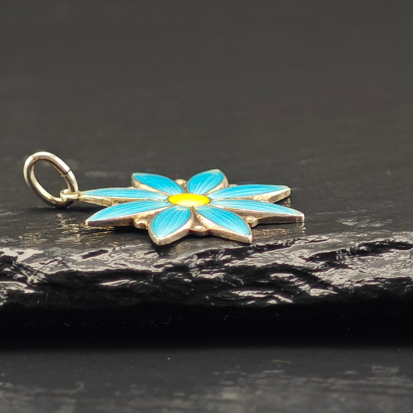 Enamel Flower Pendant Sterling Silver Ivar Holth