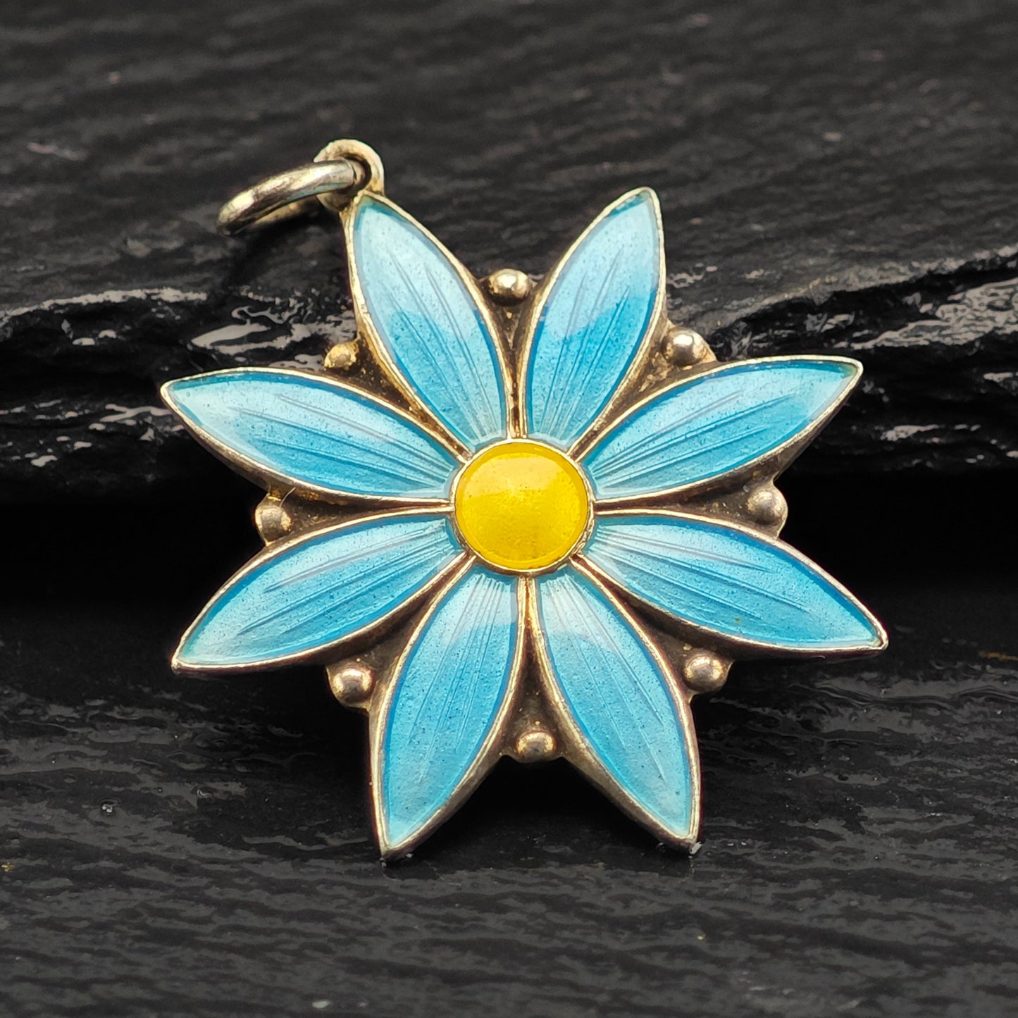 Enamel Flower Pendant Sterling Silver Ivar Holth