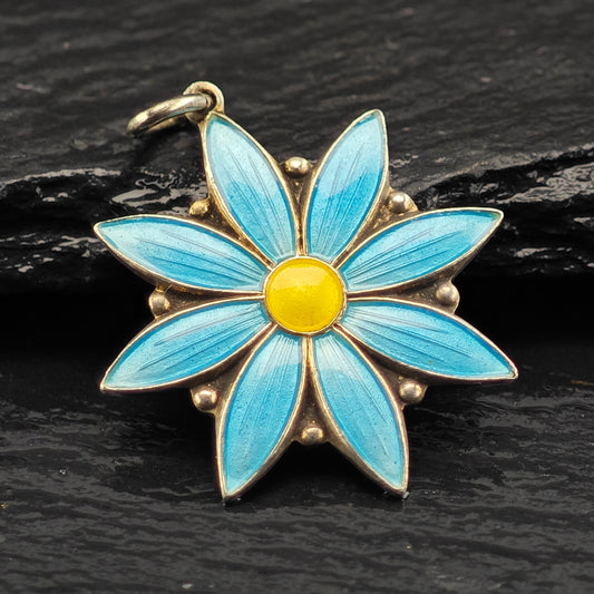 Enamel Flower Pendant Sterling Silver Ivar Holth P2953