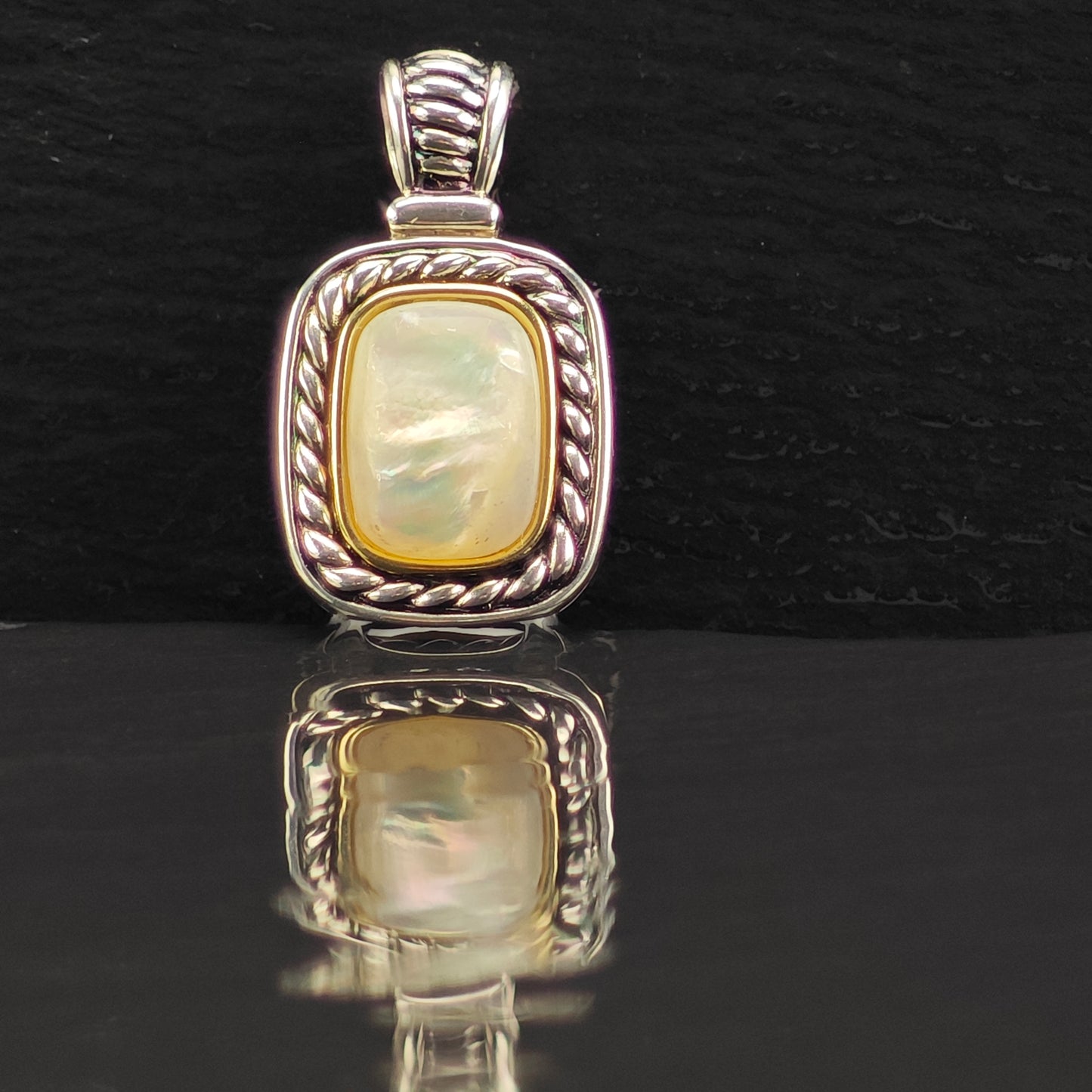 MOP 14K Gold Accent Pendant Sterling Silver