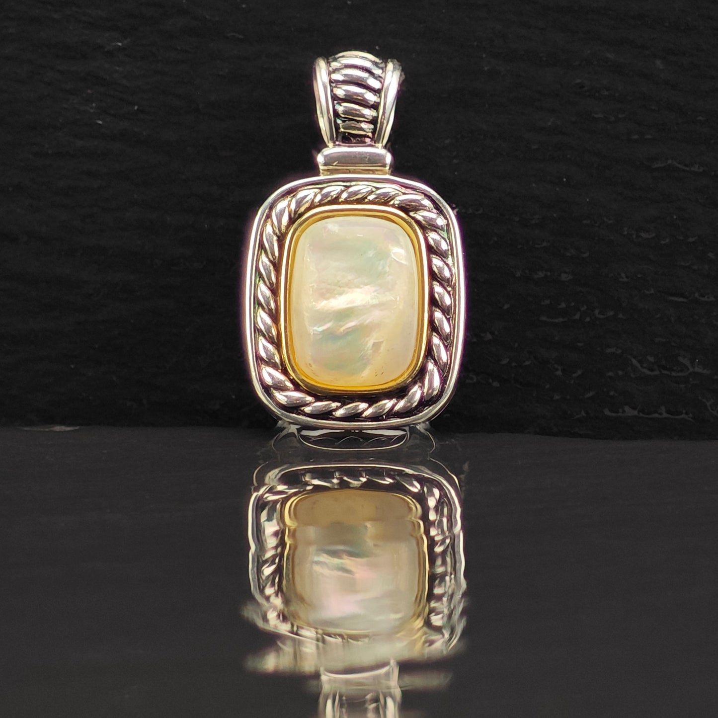 MOP 14K Gold Accent Pendant Sterling Silver