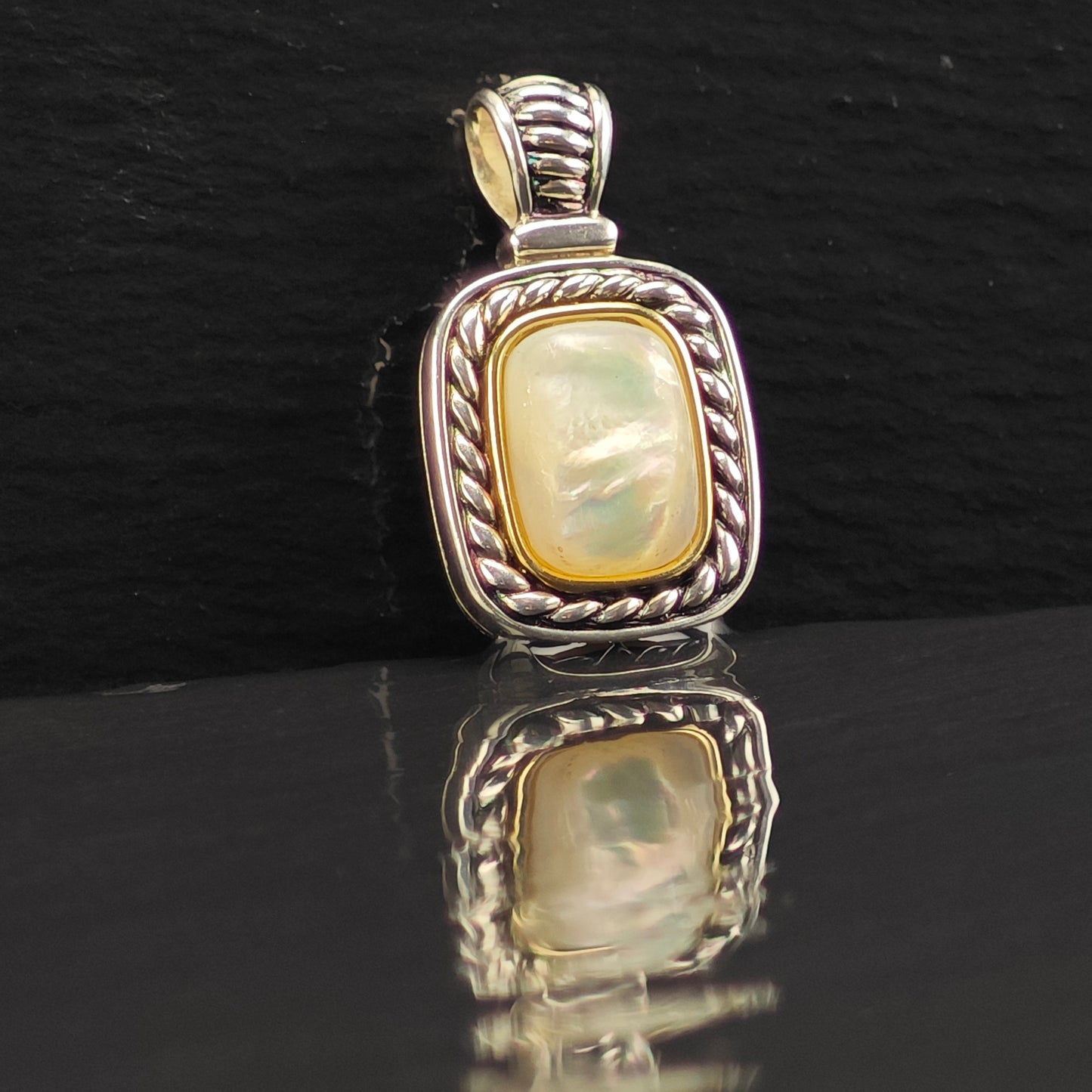 MOP 14K Gold Accent Pendant Sterling Silver