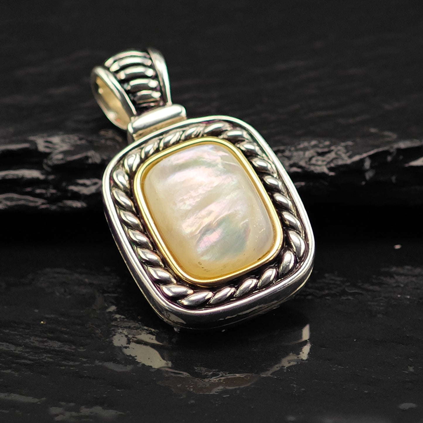MOP 14K Gold Accent Pendant Sterling Silver