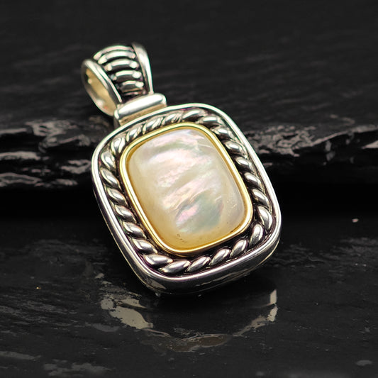 MOP 14K Gold Accent Pendant Sterling Silver P2955